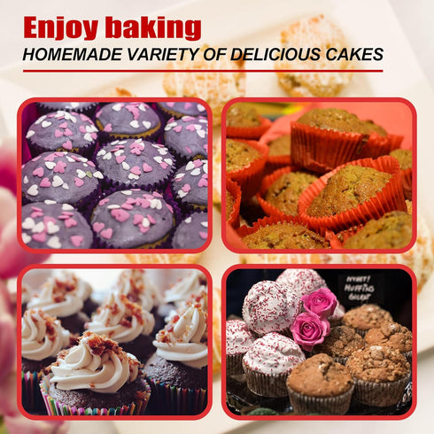 2PCS Silicone Muffin Pan - Thicken-12 Cup Non-Stick Baking Pan for Muffin Cakes, Tart, Bread - Dishwasher & Microwave