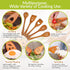 MFC 5-Piece Wooden Cooking Spoons Set, Natural Cherry Wood Kitchen Utensils with Smiley Faces for Cooking
