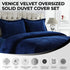 Venice Velvet Oversized Solid Duvet Set, 3 pcs, King, Navy Blue by Tribeca Living