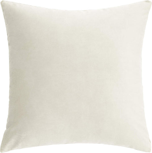 Set of 2 Beige Cream Velvet Throw Pillow Covers, 20x20 inch Decorative Square Soft Cushion Cases