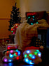 Tache Light Up Glowing Christmas Santa Claus Microbead Throw Pillow with LED Lights, Squishy
