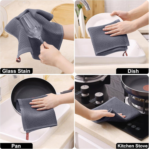 Homaxy 100% Cotton Kitchen Towels Set, 12 x 12 Inches & 13 x 28 Inches, Set of 8 Ultra Soft Absorbent Dish Towels