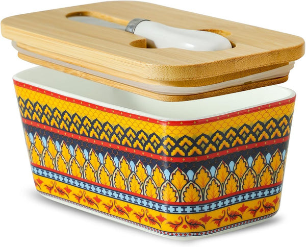 Hasense Butter Dish with Lid, Ceramic Butter Dish with Lid for countertop,