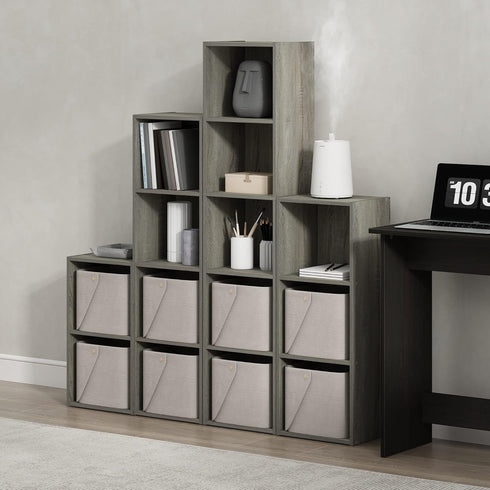 Furinno Luder Bookcase/Storage, 4-Tier Cube, French Oak