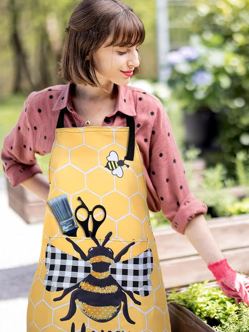 Bencailor 6 Pcs Adjustable Waterproof Kitchen Aprons, Themed Baking Cooking Aprons for Home
