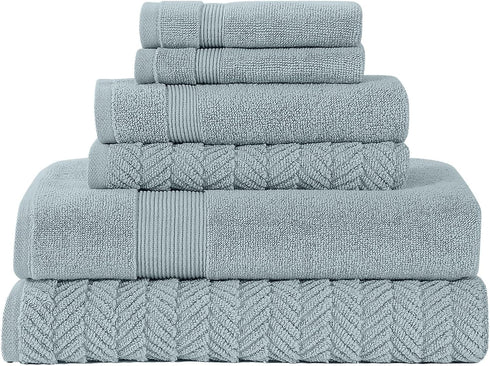 Modern Threads Otis 6-Piece 100% Cotton Towel Set Zero Twist Jacquard Chevron