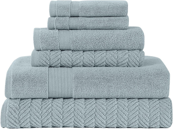 Modern Threads Otis 6-Piece 100% Cotton Towel Set Zero Twist Jacquard Chevron