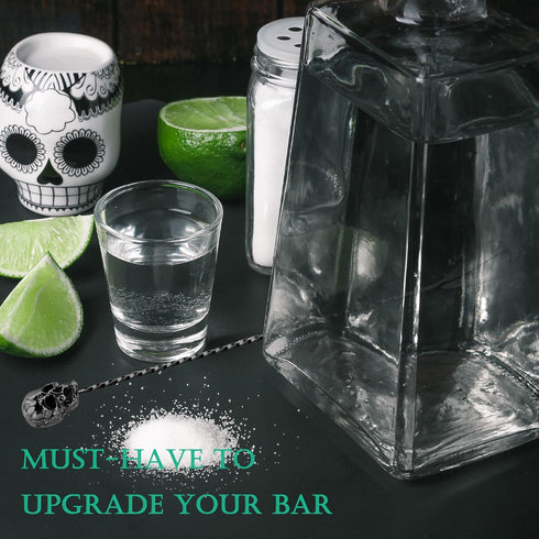 Homestia 12" Cocktail Mixing Spoon, 304 Stainless Steel, Halloween Alloy Gothic Skull Beverage Mixer, Long Handle
