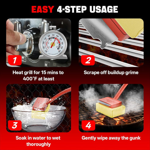 Grill Brush Bristle Free, Steam Grill Cleaning Brush with Detachable & Dishwash-Safe Brush-Head, Ergonomic Comfort Grip