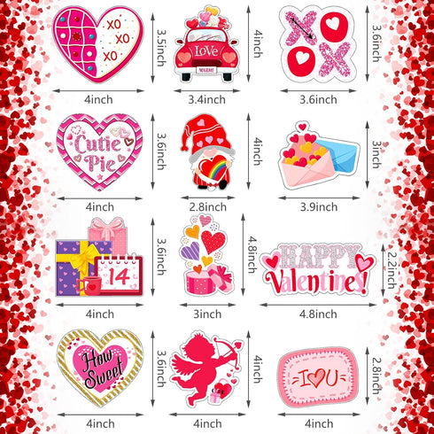 12 Pieces Valentine s Day Refrigerator Magnets, Decorative Stickers for Love Heart, Cupid, Locker - Red Lips