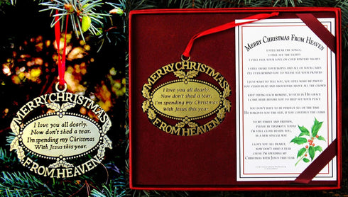 Gold Plated Keepsake Memorial Ornament with Poem, Gift Box, Christmas Tree