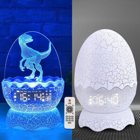 NNDHYA Dinosaur Egg Kids Clock | Alarm Clock | Colors Night Light |