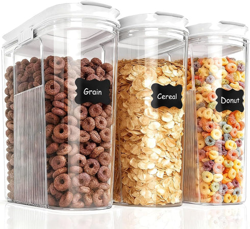 Ducoak Cereal Containers Storage, 3 PCS PET Airtight Food Storage Containers With Lids