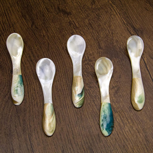 DUEBEL Mother of Pearl Caviar Spoons, 4' Luxury Handmade Spoons for Serving (5pcs)