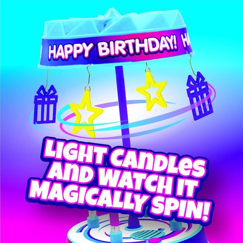 BEST PARTY EVER! Spincredible Candle, Reusable Singing Candle-Powered Spinning Cake Topper, Fits Any Size Cake