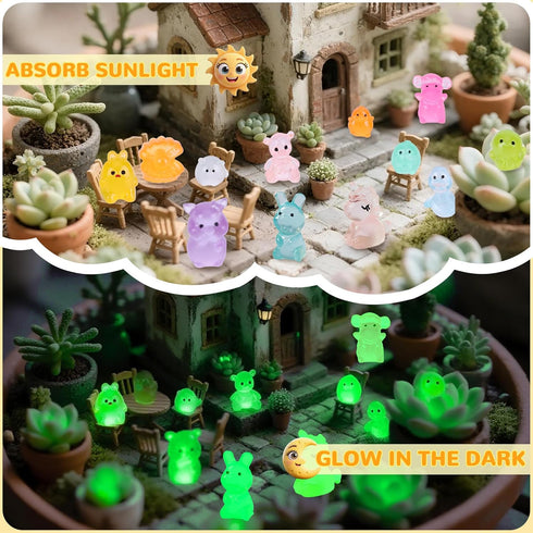 300 50+ Sets pcs Mini Resin Animals Blind Bags, Tiny Glow in The Dark Animal Resin Models, Animal Combination