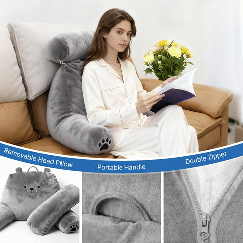 PZT Reading Pillow Plus, Crystal Velvet Back Pillow Bed Sitting Up for Adult & Children, Back Rest Pillow Support