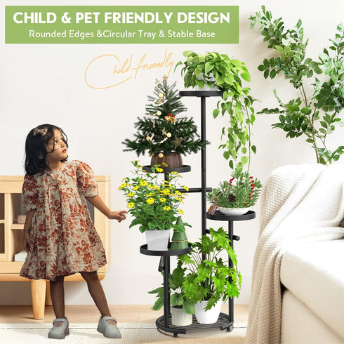 5-Tier 38in) TOSKING Tall Plant Stand Indoor & Outdoor, Anti-Tip Round Base for Pots, Child and Pet Friendly, Heavy