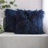 Phantoscope Pack of 2 Faux Fur Solid Throw Pillow Covers, Navy Blue, 18 x 18 Inches