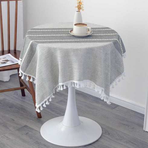 36x36 Inch Small Waterproof Cotton Linen Washable Tablecloth Farmhouse Wrinkle Free Square Burlap Table Cloths Grey