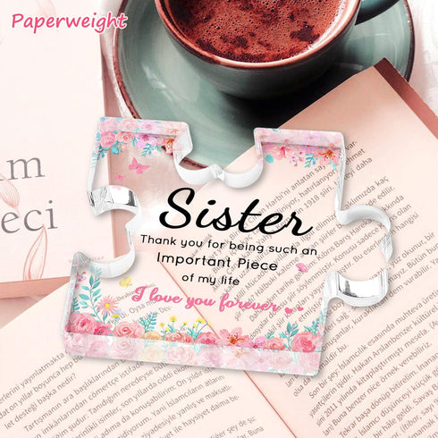 4.73.8 inch, Sister Birthday Gifts, Mothers Day Gifts for Sister - Acrylic Puzzle Piece Plaque Sister Gifts from