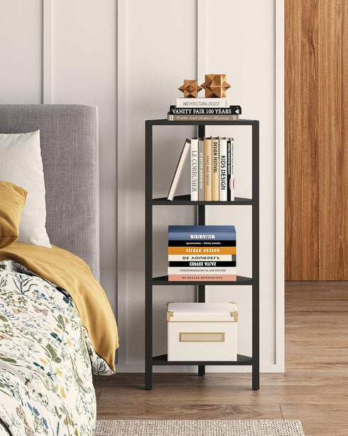 TUTOTAK Corner Shelf, 4-Tier Corner Bookshelf for Small Space, Narrow Display Corner