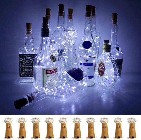 Wine Bottle Lights with Cork, 10 Pack, Battery Operated LED Mini String Lights for Decor