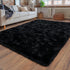 Super Fluffy Rug for Bedroom, 4x6 Feet Modern Shag Black Area Rug for Kids and Teens