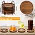 4 Set Pcs Wood Coasters for Drinks Absorbent, Wooden Coasters with Holder, Drink Coasters for Coffee Table, Absorbent