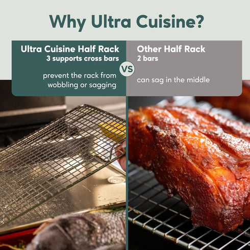 Ultra Cuisine Stainless Steel Cooling and Baking Rack - 8.5 x 12-inch, Oven-Safe, Heavy Duty for Roasting