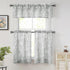 FMFUNCTEX Gray White Floral Printed Bathroom Tier Curtains, 36 Inches Long, 2 Panels Set for Kitchen, Living Room,