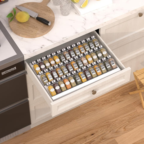 Organizer,3-Tier,Slanted Insert/Countertop included)-3Tier,1pack/White Expandable Metal Spice Drawer Seasoning Jars