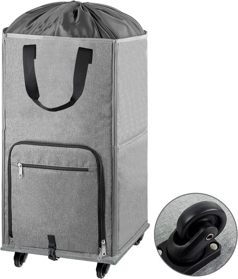Laundry Hamper with Wheels, Bukere Large Rolling Laundry Basket with 4 Casters