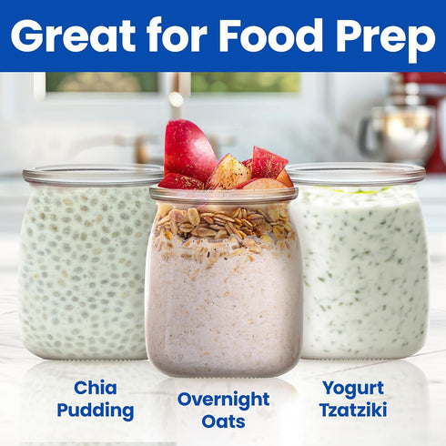 8 Count 100% Ultimate Yogurt Jars - Make More Delicious Yogurt! Small Glass Yogurt Cups With Lids - BPA Free, Airtight