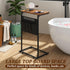 ZER-007Br C Shaped End Table, Small Side Table with Storage Bag for Couch, Sofa Table with Metal Frame for Living Room