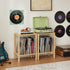 2-Tier 100 Albums, LELELINKY Bamboo Record Player Stand with Vinyl Record Storage up to Boho Bedroom Record Holder