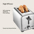 BELLA 2 Slice Stainless Steel Toaster with Extra Wide Slots, Removable Crumb Tray, 6 Browning Options & Auto Shut Off