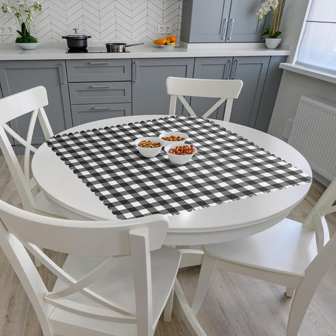 Buffalo Plaid Tablecloth 35 ? 35" - Black and White Checkered, Machine Washable Polyester, Waterproof, Durable for
