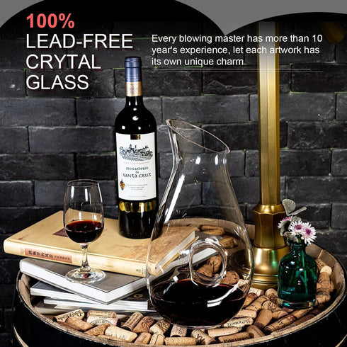 Hollow Circle Wine Decanter - 1500 ml Lead-Free Crystal Clear Glass Decanter for Red Wine, Juice, Elegant Wine Lovers