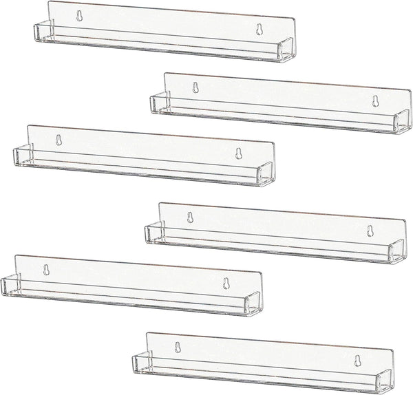 IEEK 6 PCS Acrylic Invisible Floating Bookshelf for Kids Room,15 inch Modern