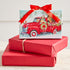 RAZ Imports Tabletop LED Lighted Print Ornament, Dogs Driving A Red Truck, 6 Inch