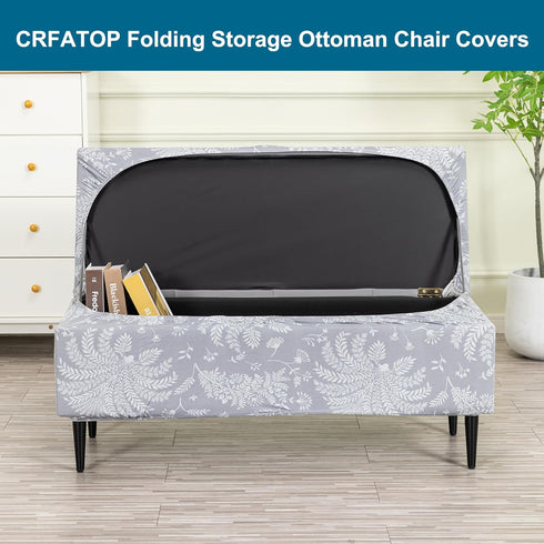 Bands,M,03 CRFATOP Printed Rectangle Ottoman Stool Cover Stretch Folding Storage Footstool Bench Slipcovers Upholstered