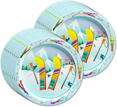 Skiing Birthday Party Supplies Set - Plates, Napkins, Cups Tableware Kit for 16