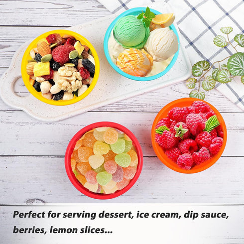 Webake Small Silicone Bowls, 4 Pack 8oz Unbreakable Prep Bowls for Ice Cream, Snack, Dessert Serving, Oven and