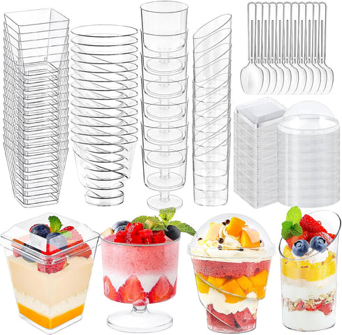 LifeIdeas 380 Pack Mini Dessert Cups with Spoons and lids, 5 oz
