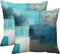 Emvency Set of 2 Teal Throw Pillow Covers, 18x18 Inches Modern Abstract Painting Turquoise White Gray Home Decor