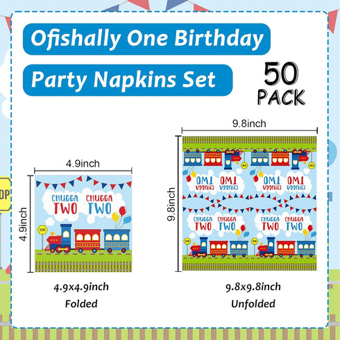 50Pcs Set Qyeahkj Chugga Chugga Two Two Paper Napkins Transportation Party Disposable Napkins for Train Theme Birthday