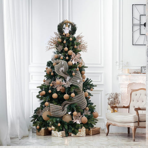 CristBest 24 Pack Christmas Tree Ornaments - Artificial Flowers Glitter Berry Stems Christmas Floral Picks Branches