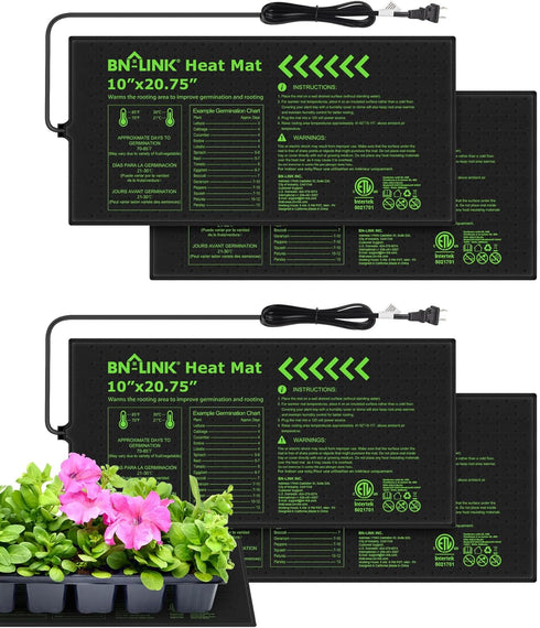 BN-LINK Durable Seedling Heat Mats for Seed Starting 10" x 20.75", 4