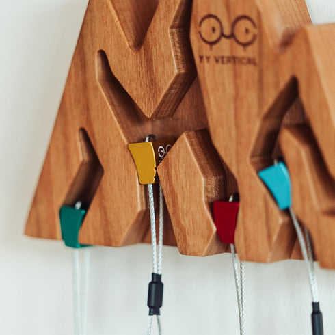 Mountain Decor Keyholder in Cherry Wood - Climb Every Mountain Wall Decor with 4 Key Rings Included